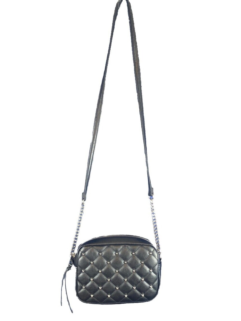 Rebecca Minkoff Diamond Quilt Studded Top-Zip Crossbody Bag Black